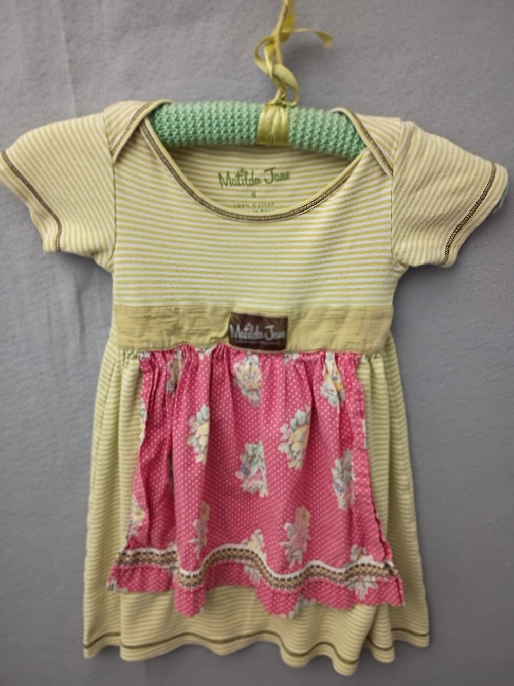 Matilda Jane Striped & Floral Ruffle Dress Size 6